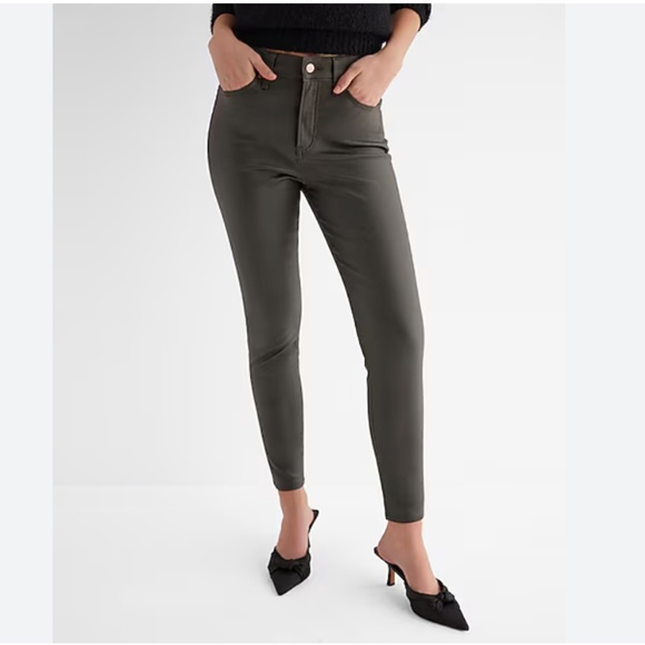 Express Dark Green Skinny 5 Pocket Pant - Picture 1 of 7